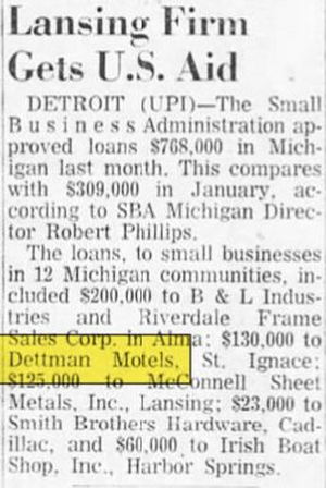 Dettmans Motel - March 1964 Motel Gets Sba Help